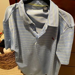 Perlis Baby Blue & Yellow Striped Sport Polo Size XL